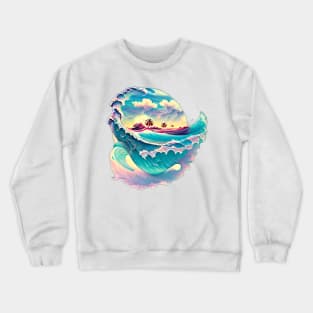 ocean waves painting watercolor Crewneck Sweatshirt